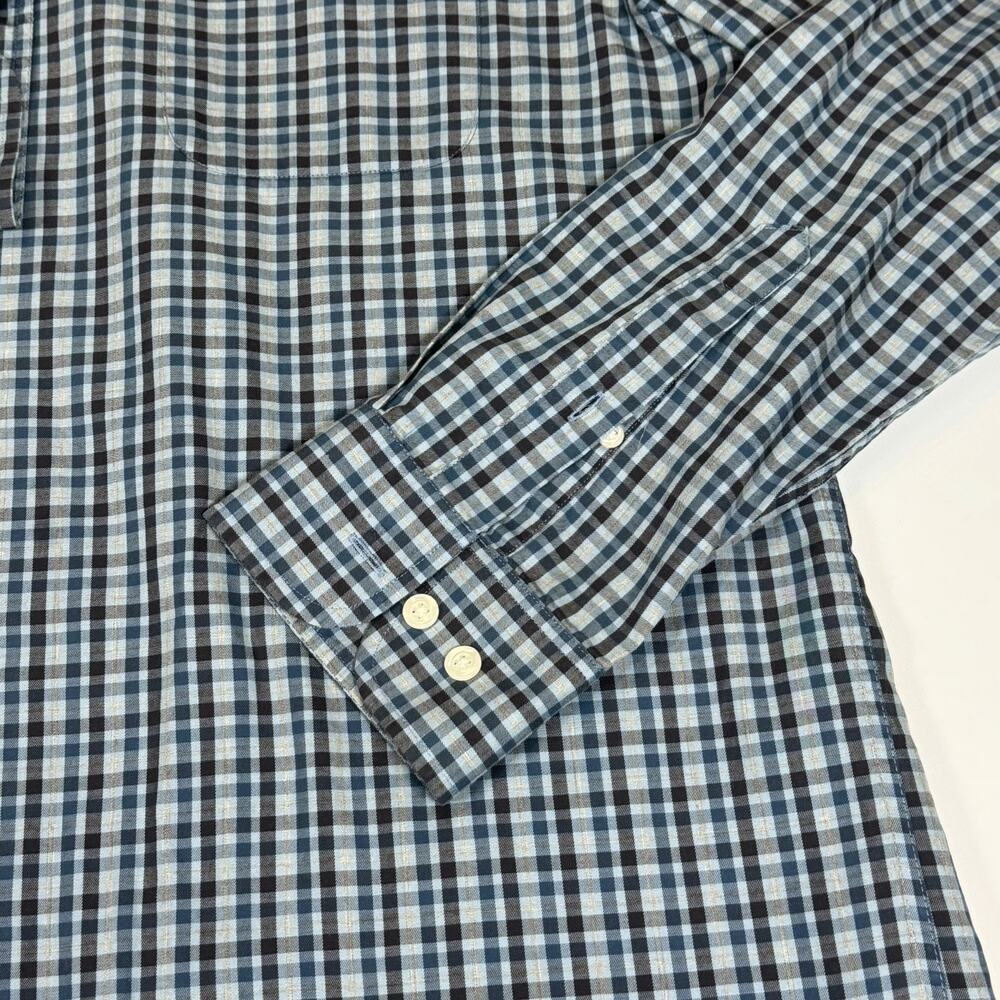 Johnnie-O Shirt Mens Large Blue Check Stretch Button Up Long Sleeve Casual - Picture 3 of 14